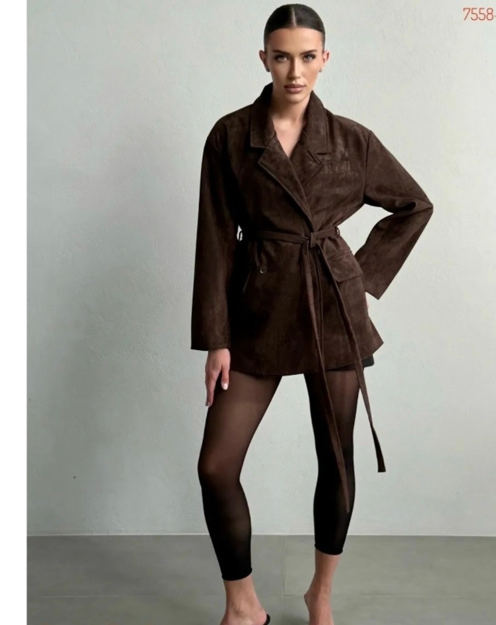 куртка замшевая жакет премиум x'zotic,классическая коричневая замшевая женская куртка с поясом,куртка замшевая жакет премиум x'zotic 370919299,замшевая куртка,куртка замшевая женская
