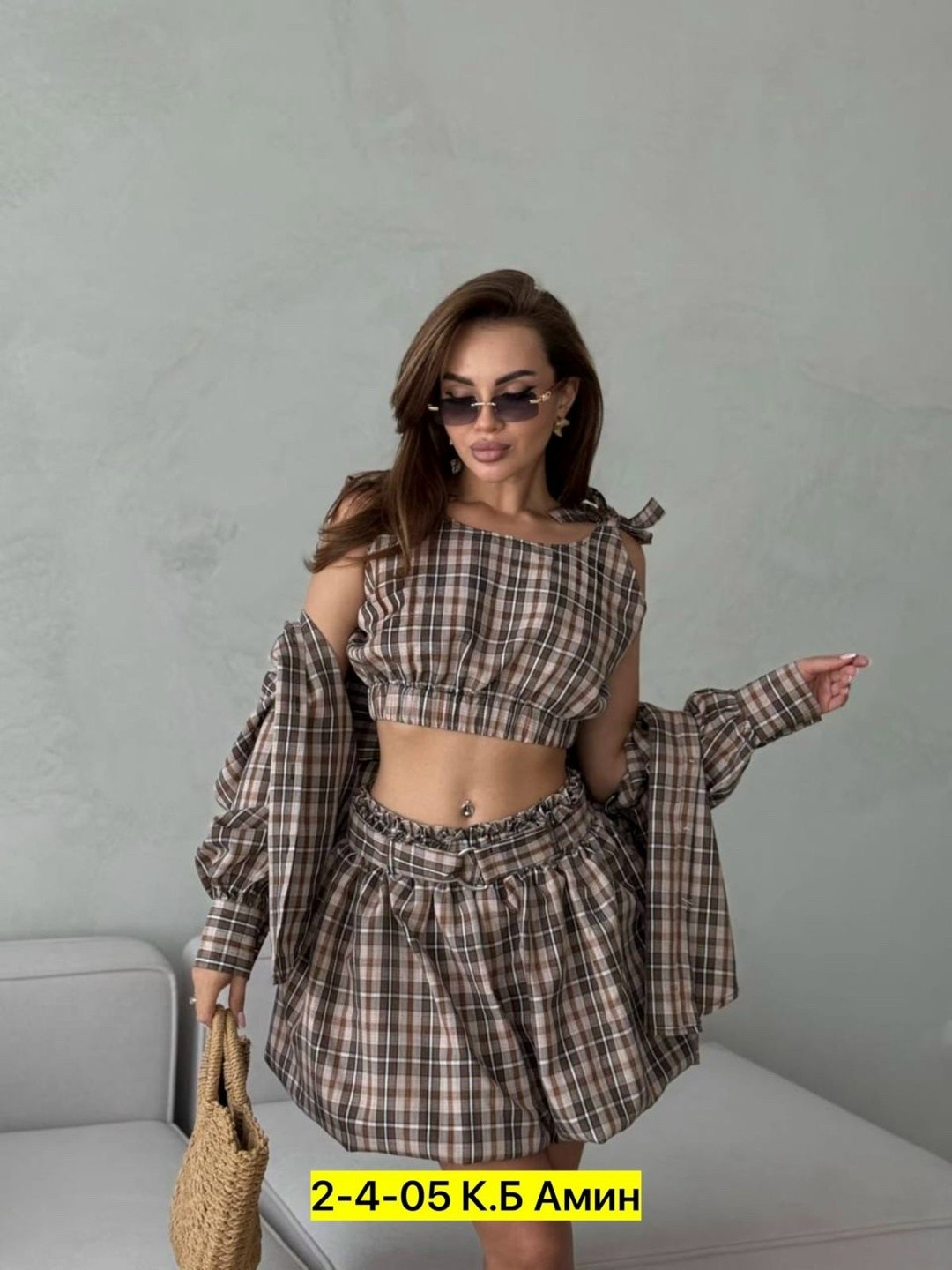 костюм в клетку,костюм тройка,модные комплекты,клетчатый костюм,костюмы женские с юбкой