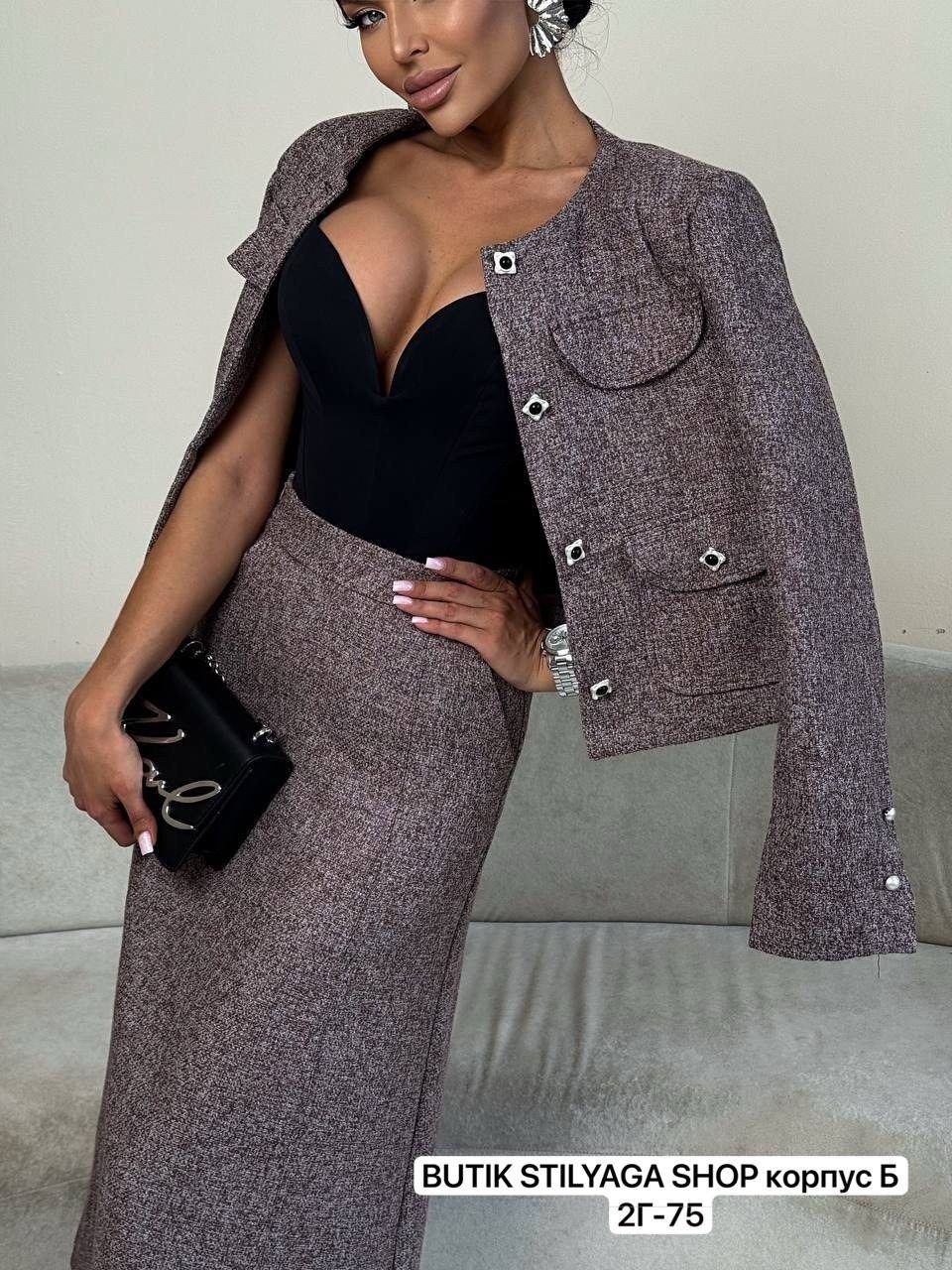 твидовый костюм с юбкой,костюм с юбкой,твидовый костюм,женский костюм,костюм женский из твида в стиле шанель