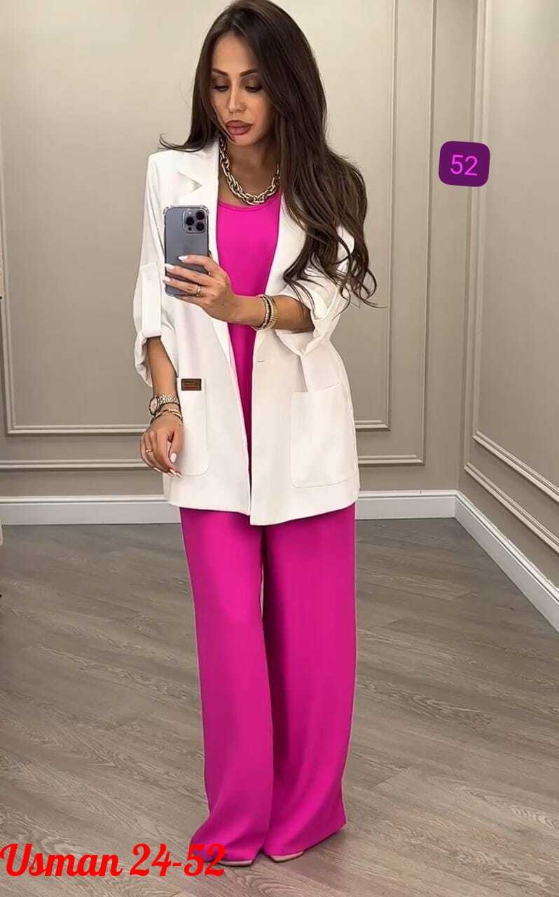 брючный костюм anelli 1398 фуксия,женский брючный костюм двойка,костюм из текстиля с приталенными брюками и жакетом anelli 1398 фуксия,брючный костюм,женский костюм брючный стильный