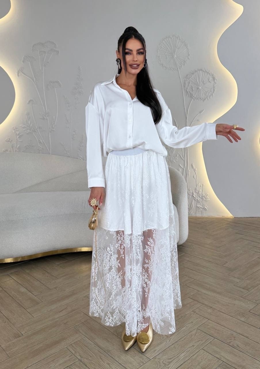рубашка блузка,юбка кружевная,блузки,рубашка оверсайз нарядная из гипюра muraus 224810870,рубашка женская