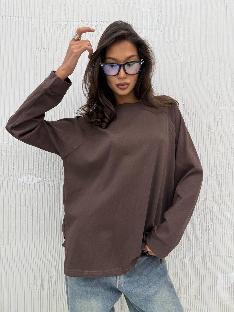 свитшот оверсайз,свитшот женская,лонгслив anna oversize fit,базовый свитшот,лонгслив свободного кроя