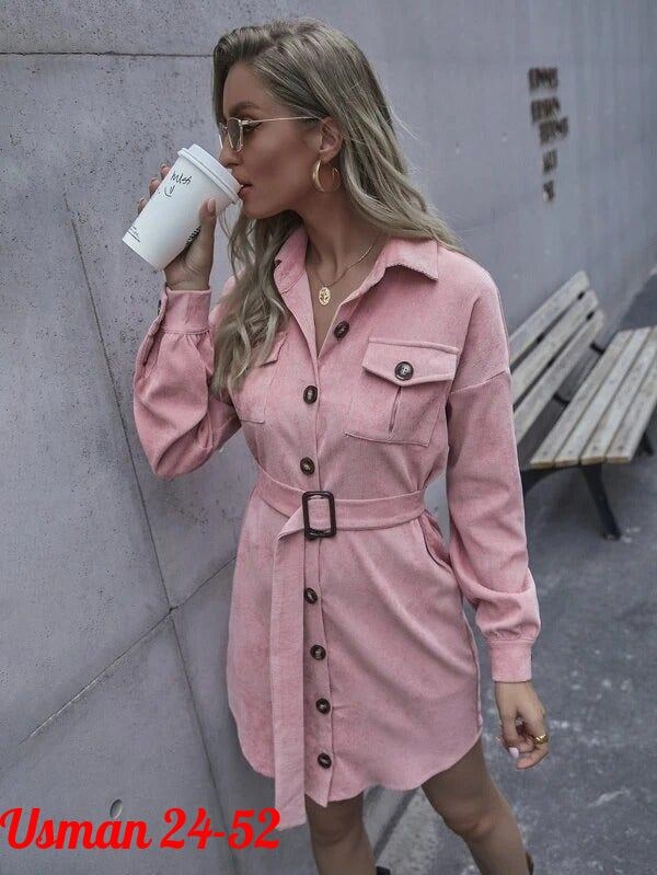 платье рубашка женское, ,платье рубашка с поясом,вельветовое платье рубашка декор,платье рубашка