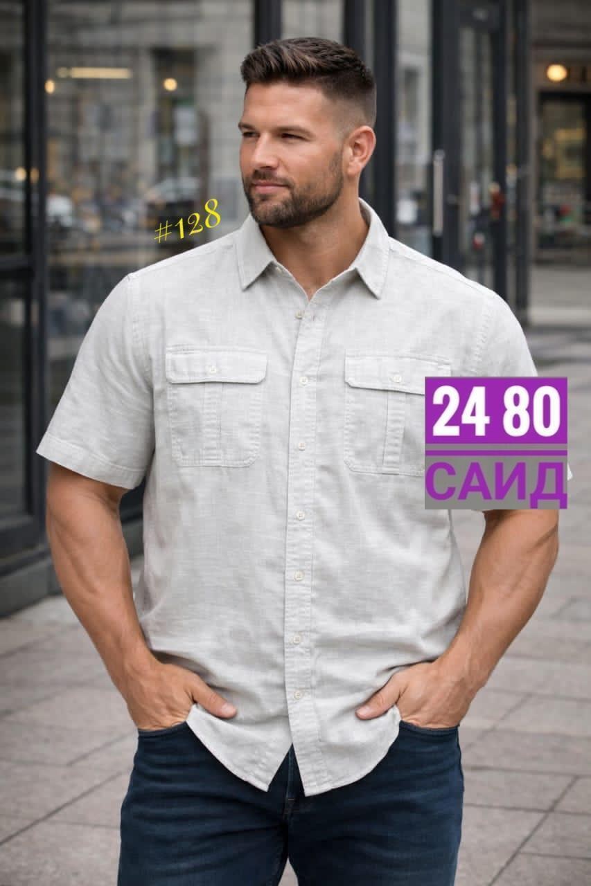 рубашка льняная с коротким рукавом,повседневная рубашка,мужская джинсовая рубашка,рубашка джинса,рубашка мужская с короткими рукавами