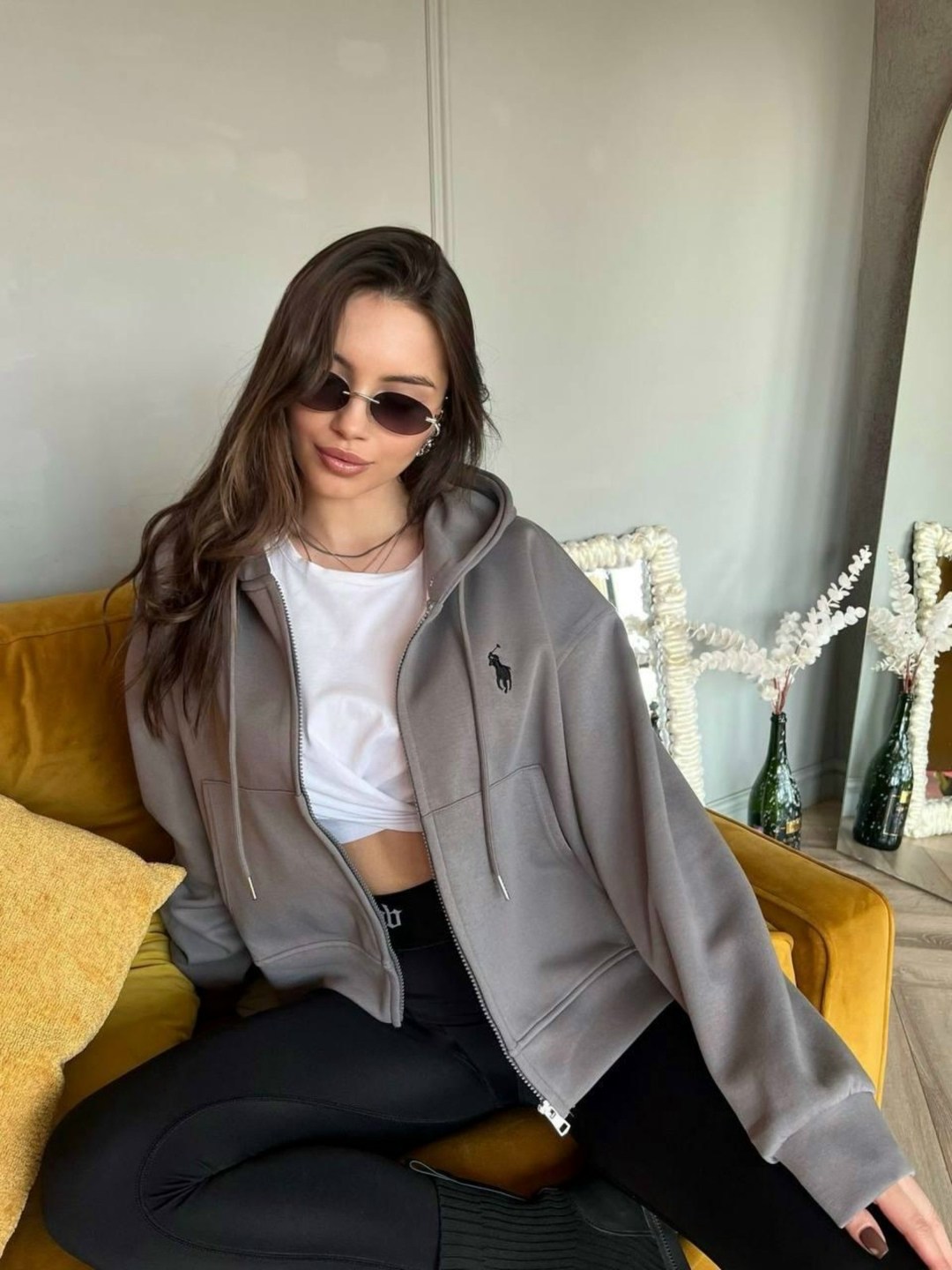 укороченное зип худи на молнии оверсайз,толстовка женская,толстовка,толстовка оверсайз,толстовка для женщин