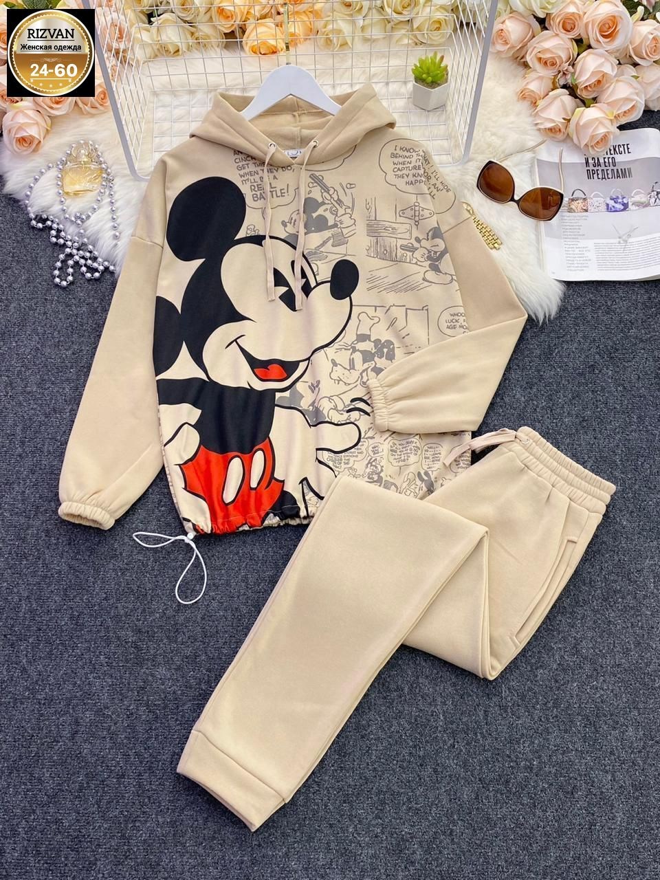 cпортивный костюм теплый,костюм с микки маусом,женский спортивный костюм на флисе микки,костюм на флисе,женский спортивный костюм на флисе