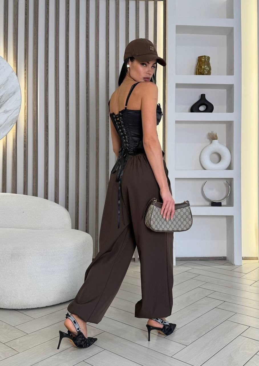 костюм женский,брюки широкие,топ корсет,одежда в стиле