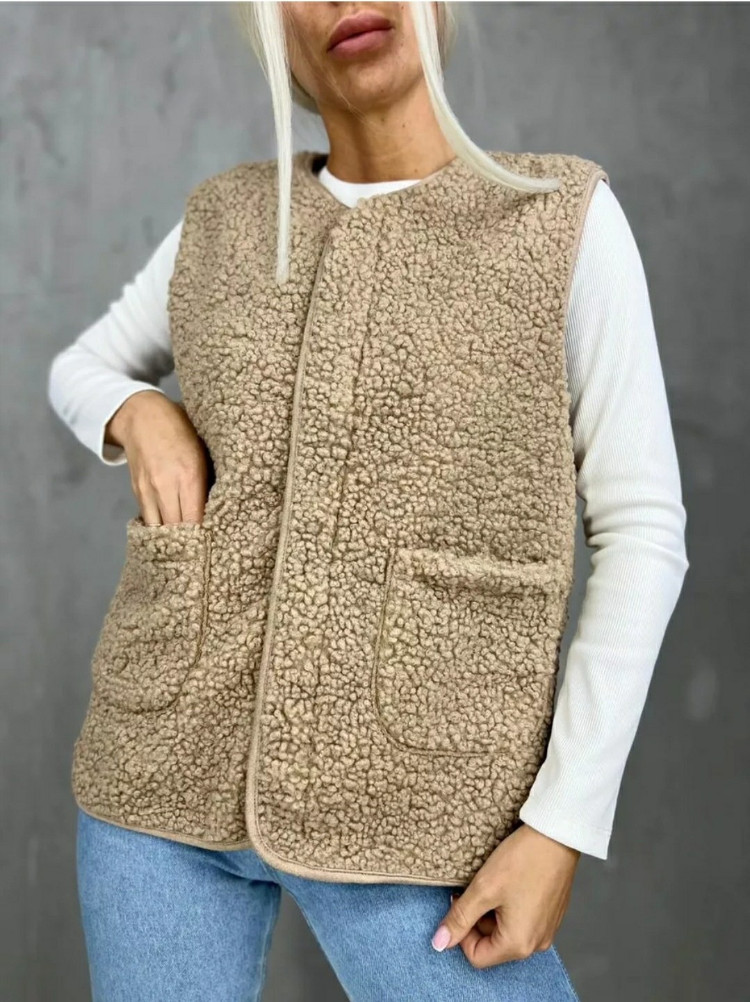жилет утепленный безрукавка с карманами,жилетка женская,плюшевый жилет женский,женский двухсторонний жилет из овечьей шерсти,утепленная жилетка