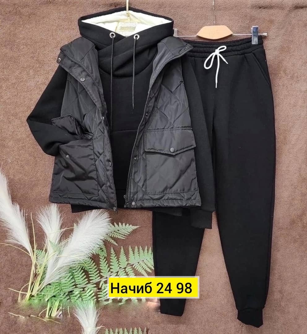 спортивный костюм утепленный mir wear тройка женский,спортивные костюмы женские,костюм на флисе,костюм тройка женский,костюм женский спортивный: жилетка, толстовка и штаны арт. 1274102