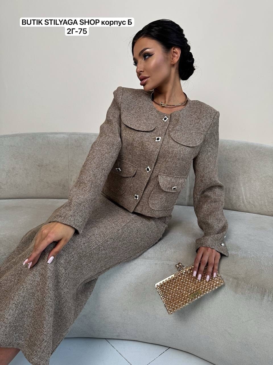 твидовый костюм с юбкой,костюм с юбкой,твидовый костюм,женский костюм,костюм женский из твида в стиле шанель
