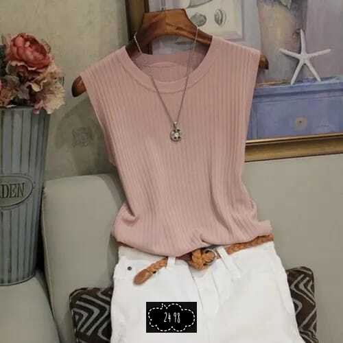 блузка женская без рукава,трикотажный жилет,модные топы без рукавов,женский вязаный жилет,блузка с круглым вырезом