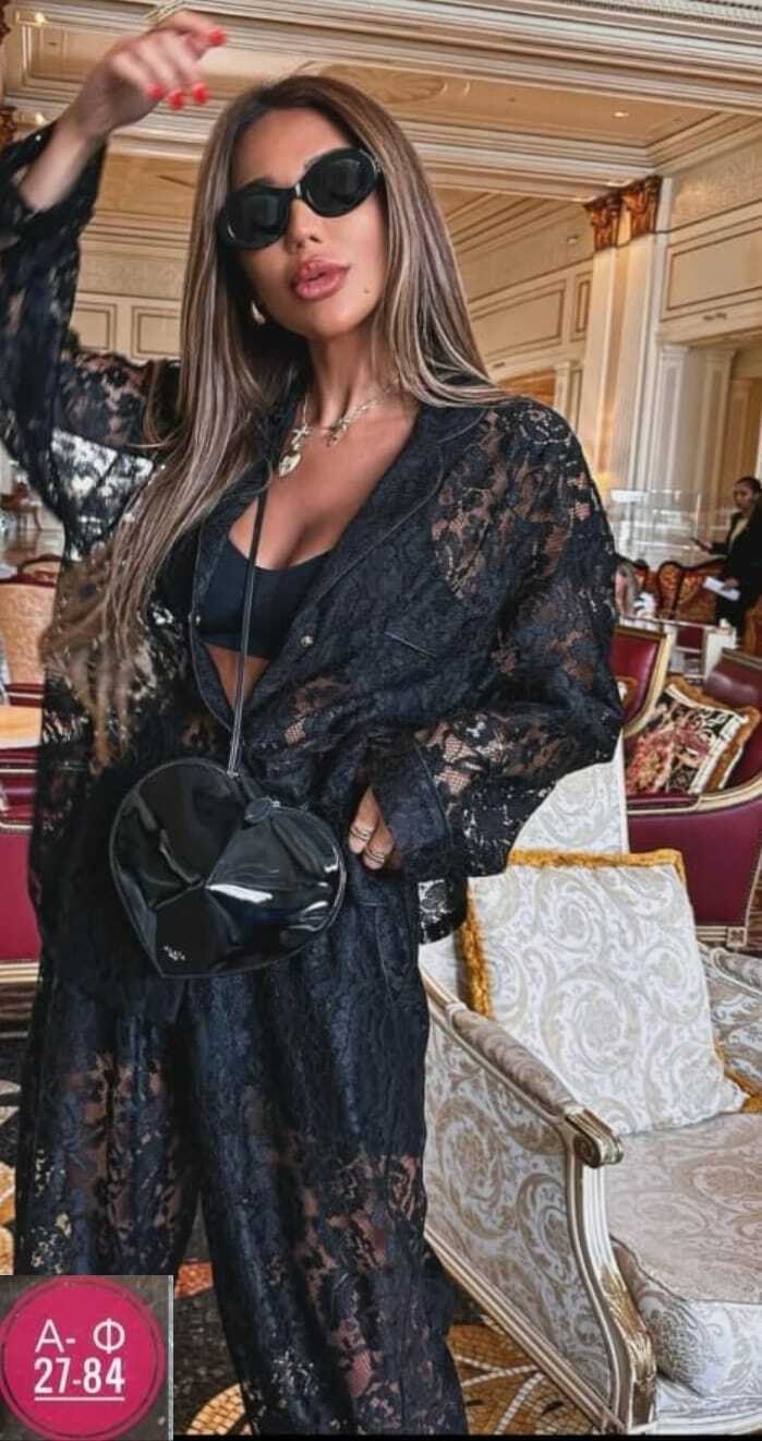 кружевной костюм,костюм кружевной брючный с поясом гипюр emberens,костюм брючный кружевной,костюм двойка гипюр,костюм с кружевами летний чёрный