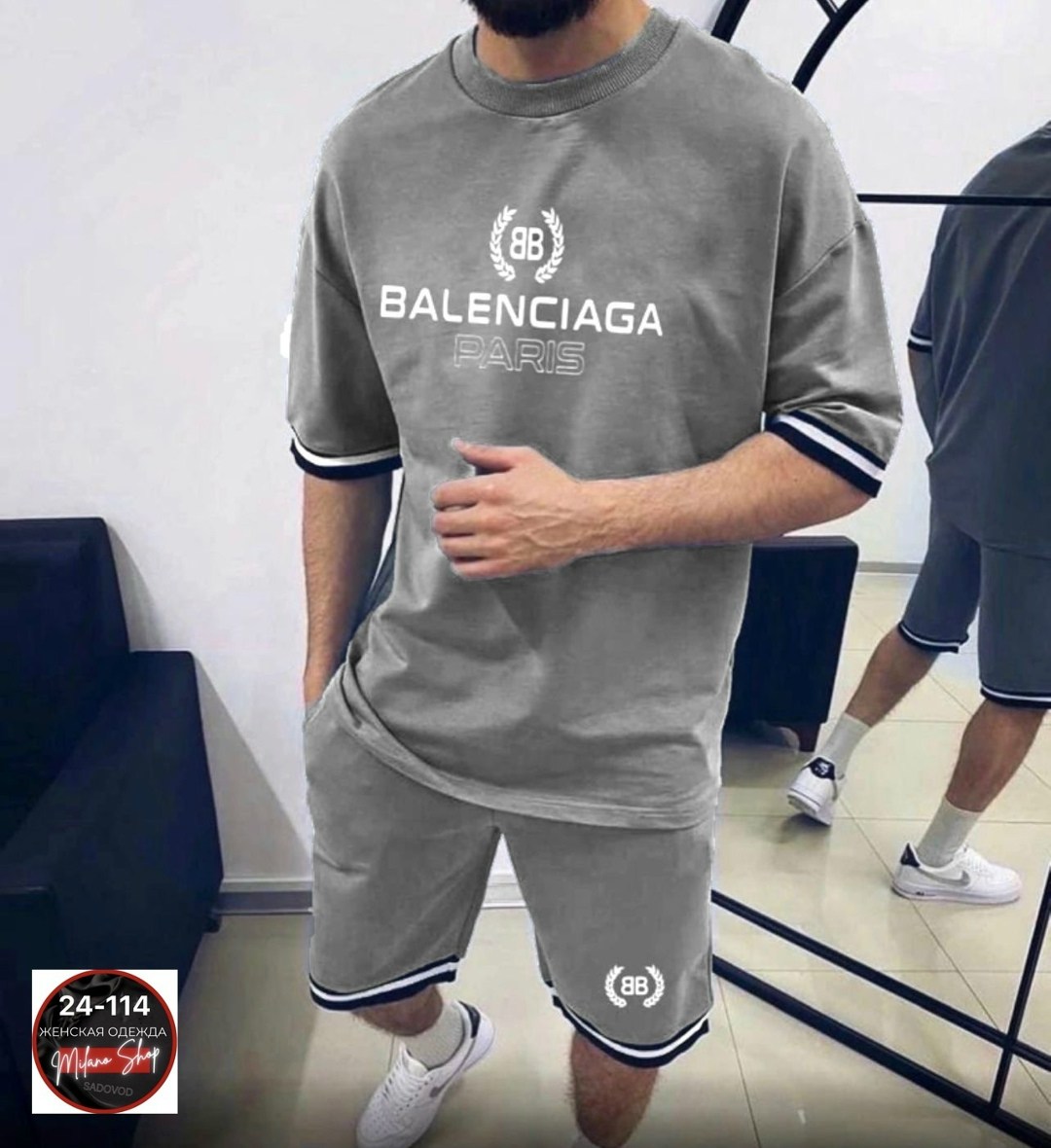 костюм спортивный летний с футболкой и шортами,костюм спортивные футболка и шорты,костюм спортивный мужской,костюм спортивный мужской с шортами и футболкой,спортивный костюм balenciaga мужской