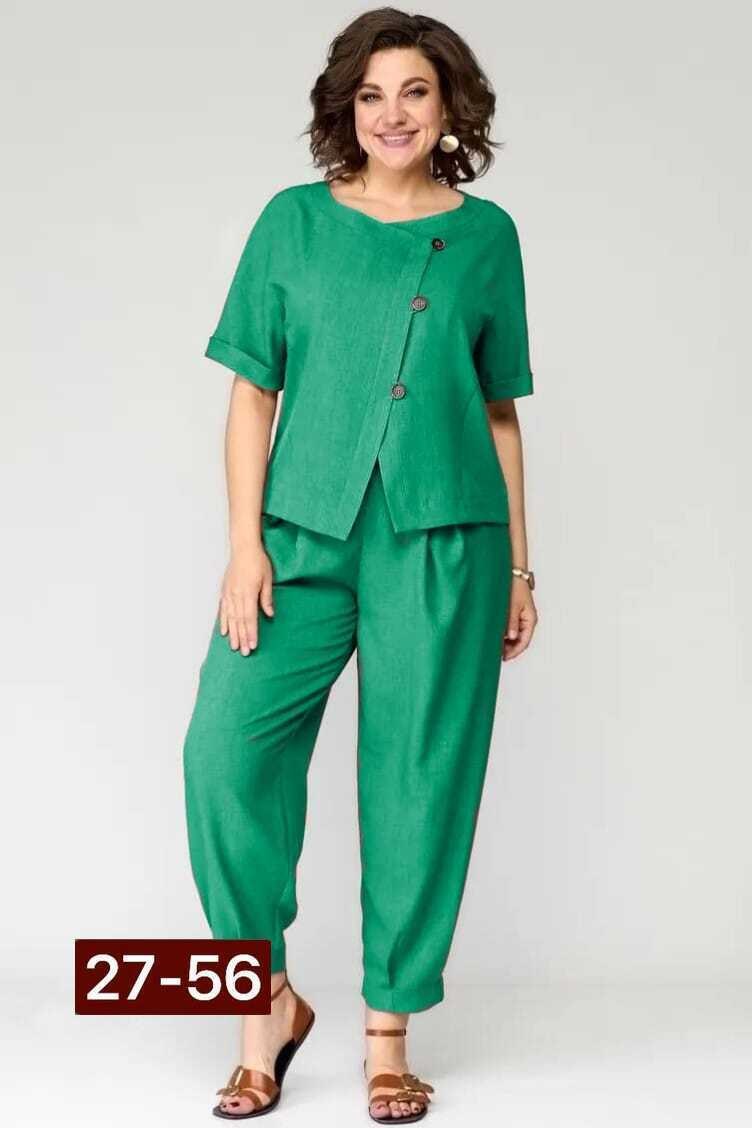 женские брючные костюмы больших размеров,женские костюмы,брючный костюм michel chic 1337 двойка зеленый размер 56,брючный костюм для невысоких женщин,костюм больших размеров брючный