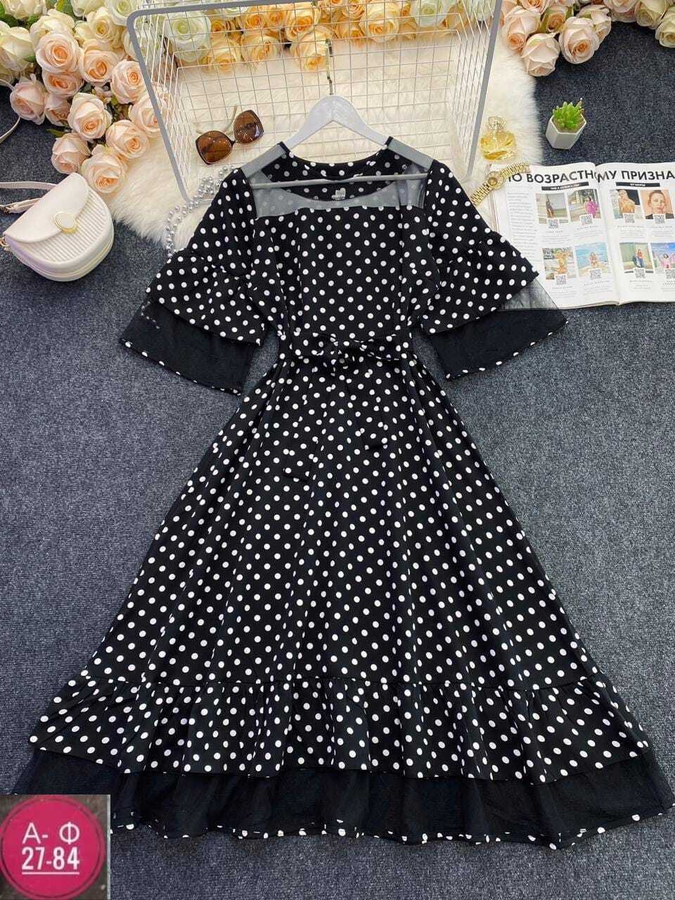 платья в горошек,платье в горошек 2026,платье в горошек женское,платье нарядное,платье шифоновое в горошек