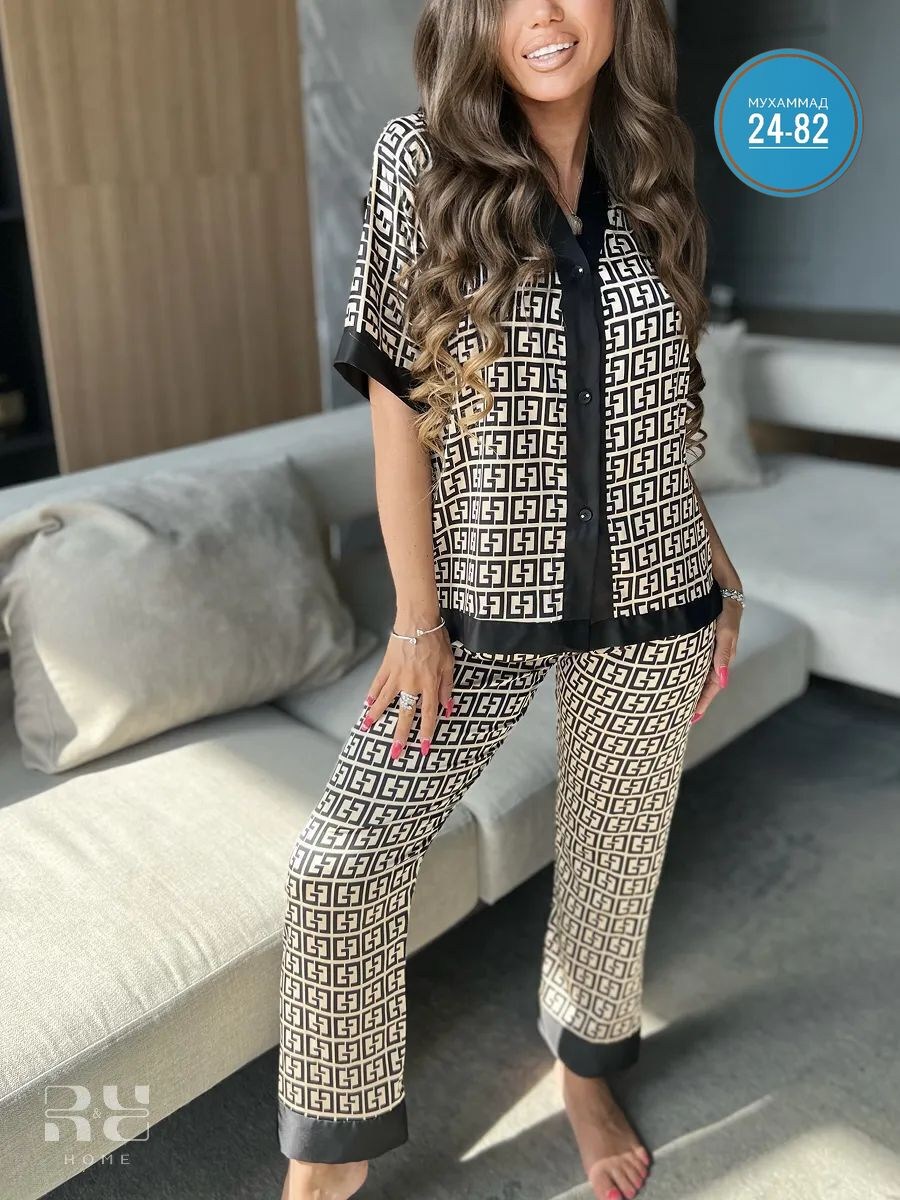 пижама женская,костюм для дома пижама,комплект пижама,костюм домашний пижама,пижама фенди