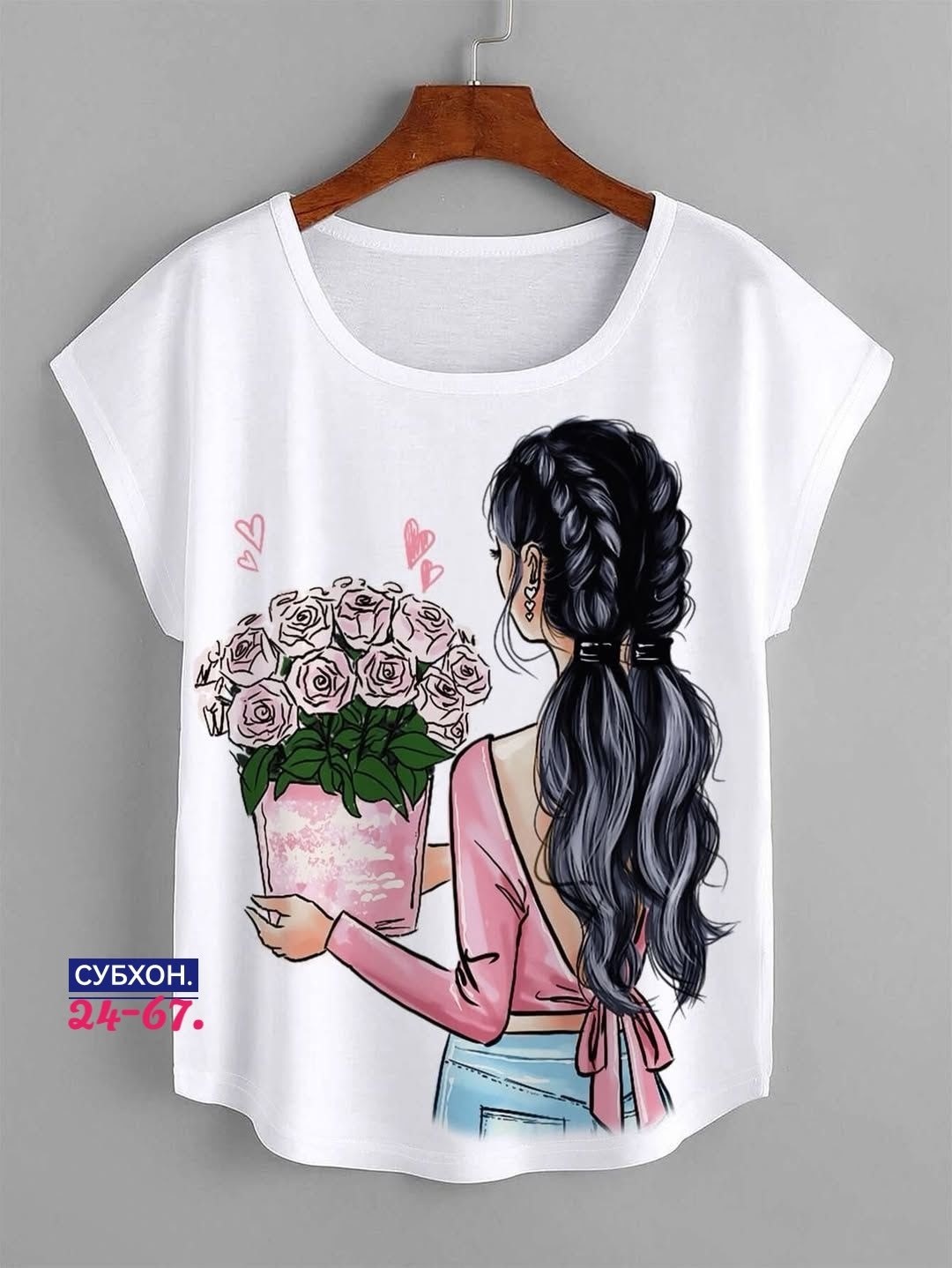 футболка с цветочным принтом,принт футболки,женские футболки с принтом,дизайн футболки,футболка женская