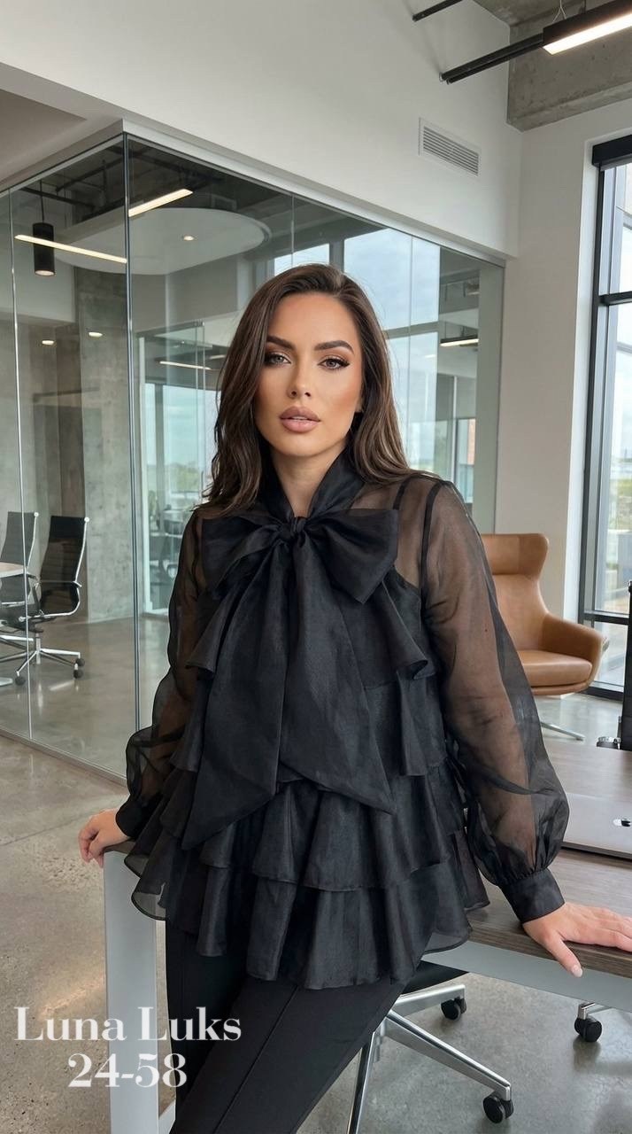 блузка прозрачная из органзы,женская блузка,блузка нарядная,блузка с рюшами,женская блуза