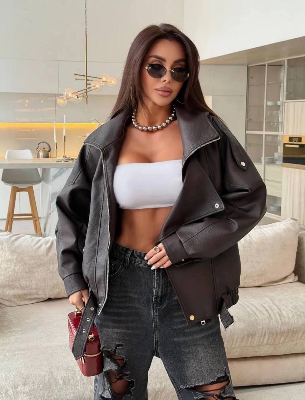 косуха куртка кожаная оверсайз chauzi,куртка косуха h&f b женская оверсайз арт: 28918766,женская кожаная куртка косуха оверсайз,куртка кожаная (косуха оверсайз),косуха оверсайз кожаная куртка демисезо