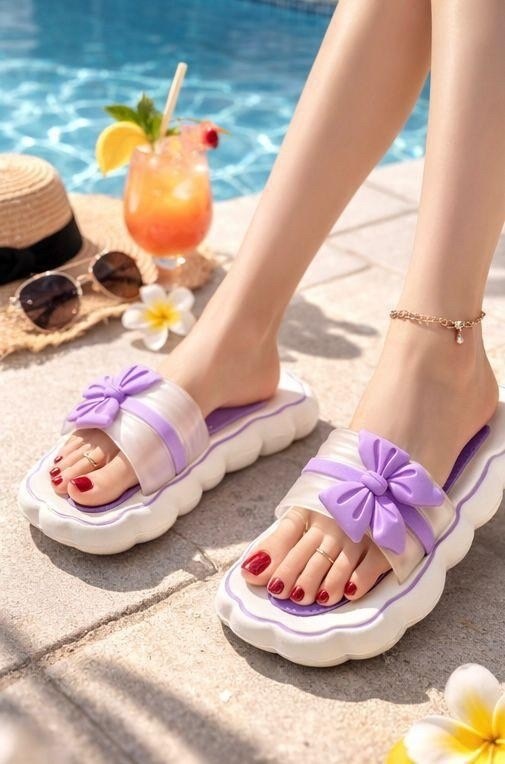 ,шлепанцы женские,шлепанцы с бантом,тапочки модные,пляжная