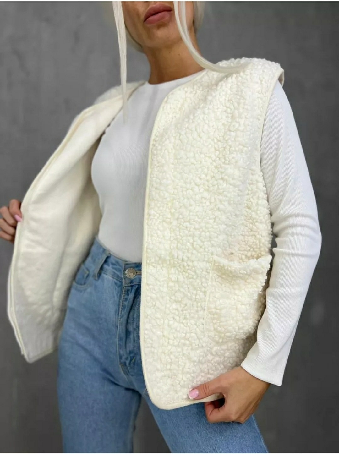 жилет утепленный безрукавка с карманами,жилетка женская,плюшевый жилет женский,женский двухсторонний жилет из овечьей шерсти,утепленная жилетка