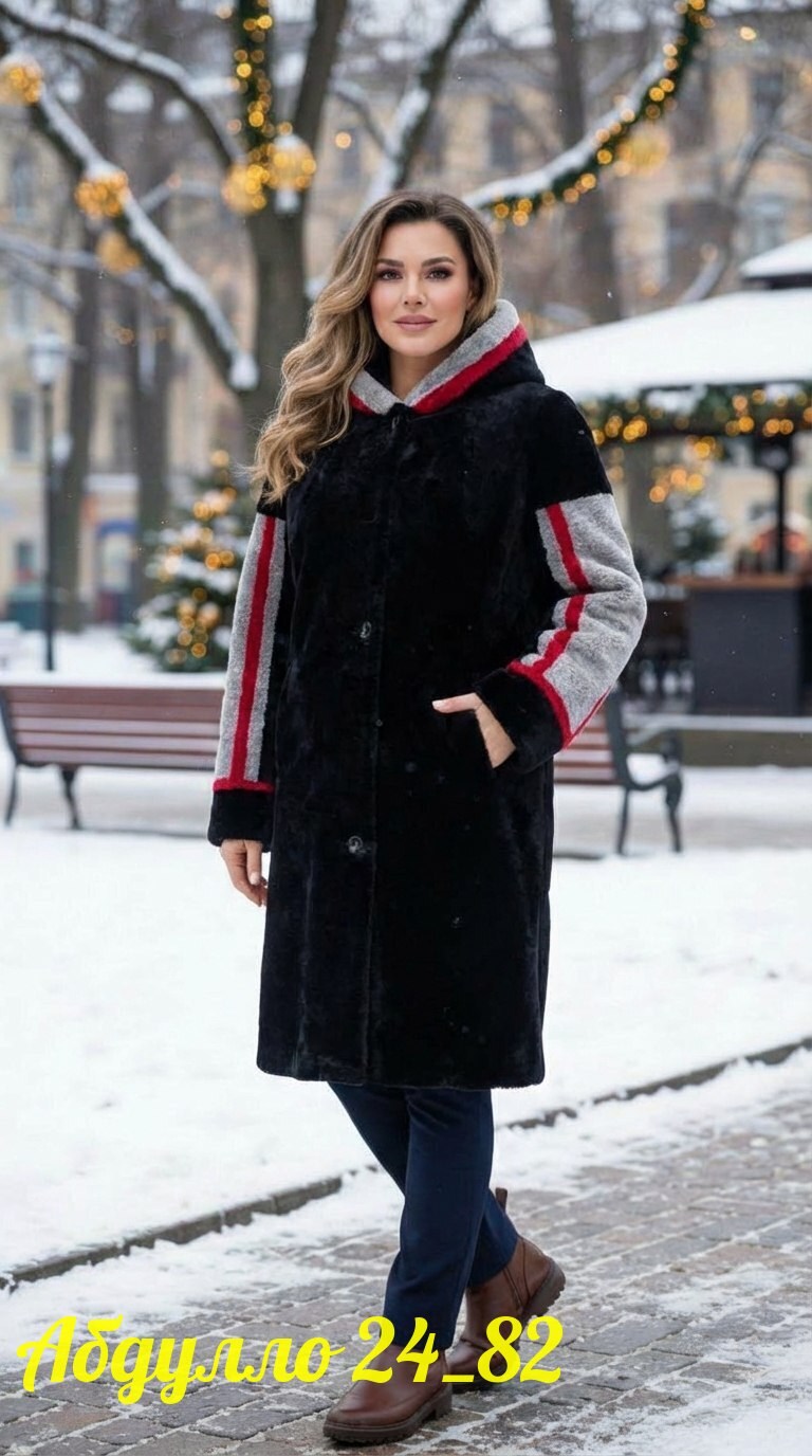 пальто зимнее женское,дизайнерская экошуба в спортивном стиле из комбинированного экомеха,шуба в спортивном стиле,пальто женские,шуба женская