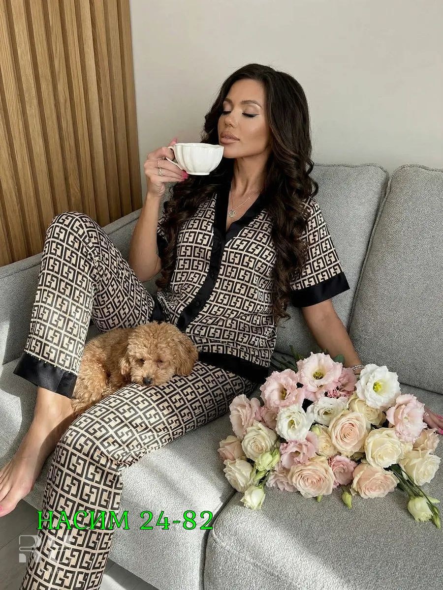 пижама женская,костюм домашний пижама,костюм для дома пижама,пижама фенди,пижама комплект