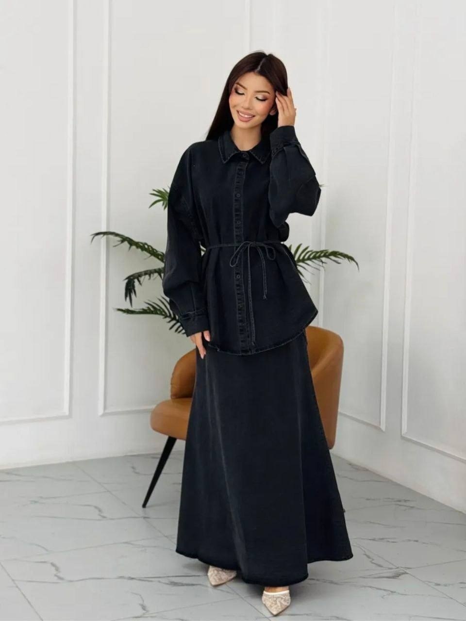 джинсовый костюм с юбкой,костюм с юбкой и рубашкой,джинсовые костюмы,стильный джинсовый костюм,джинсовый костюм женский