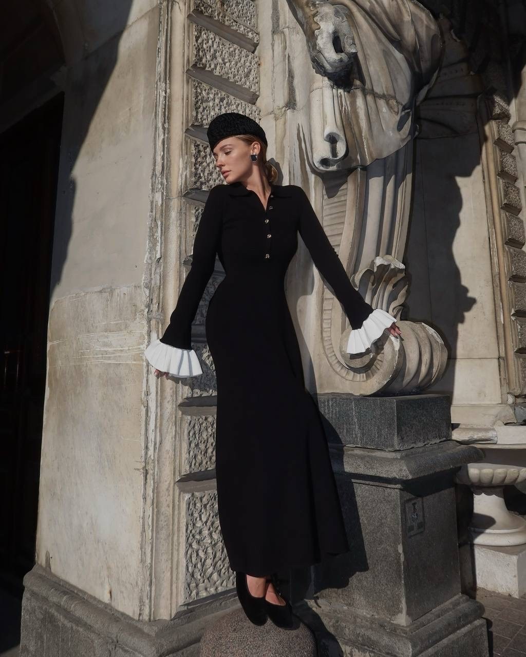 женское длинное трикотажное платье с оборками,женское платье макси,элегантное контрастное трикотажное платье для женщин,женское трикотажное длинное платье taruxy,женское трикотажное длинное платье с р