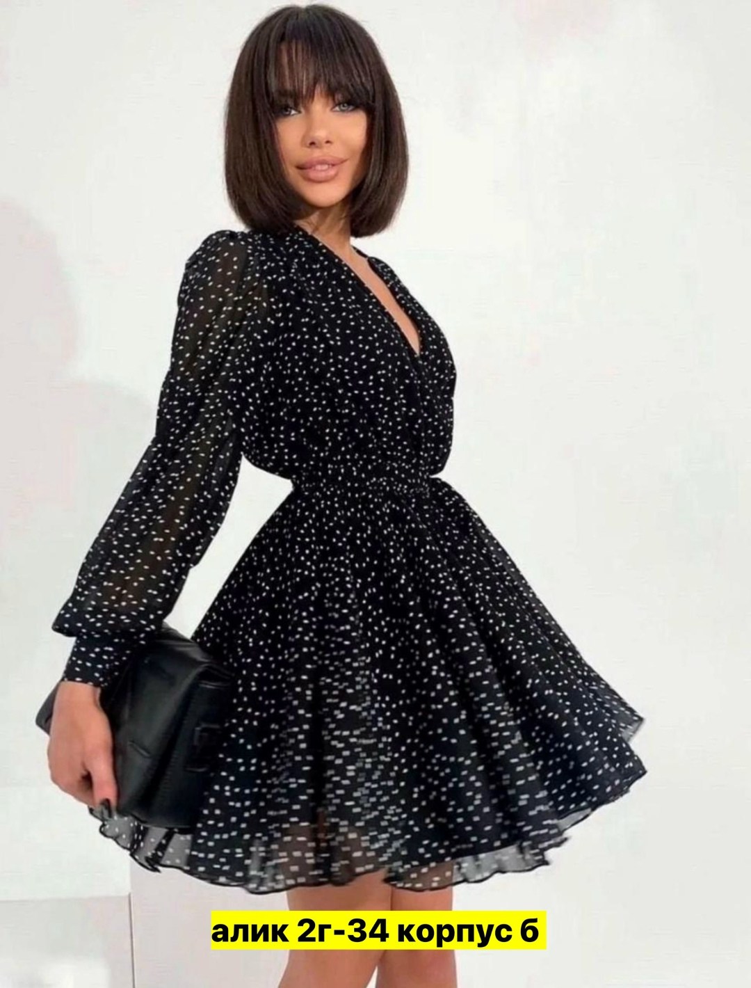 платье стильное,платье женской,чёрное платье в горошек,платья в горошек,платье в мелкий горошек