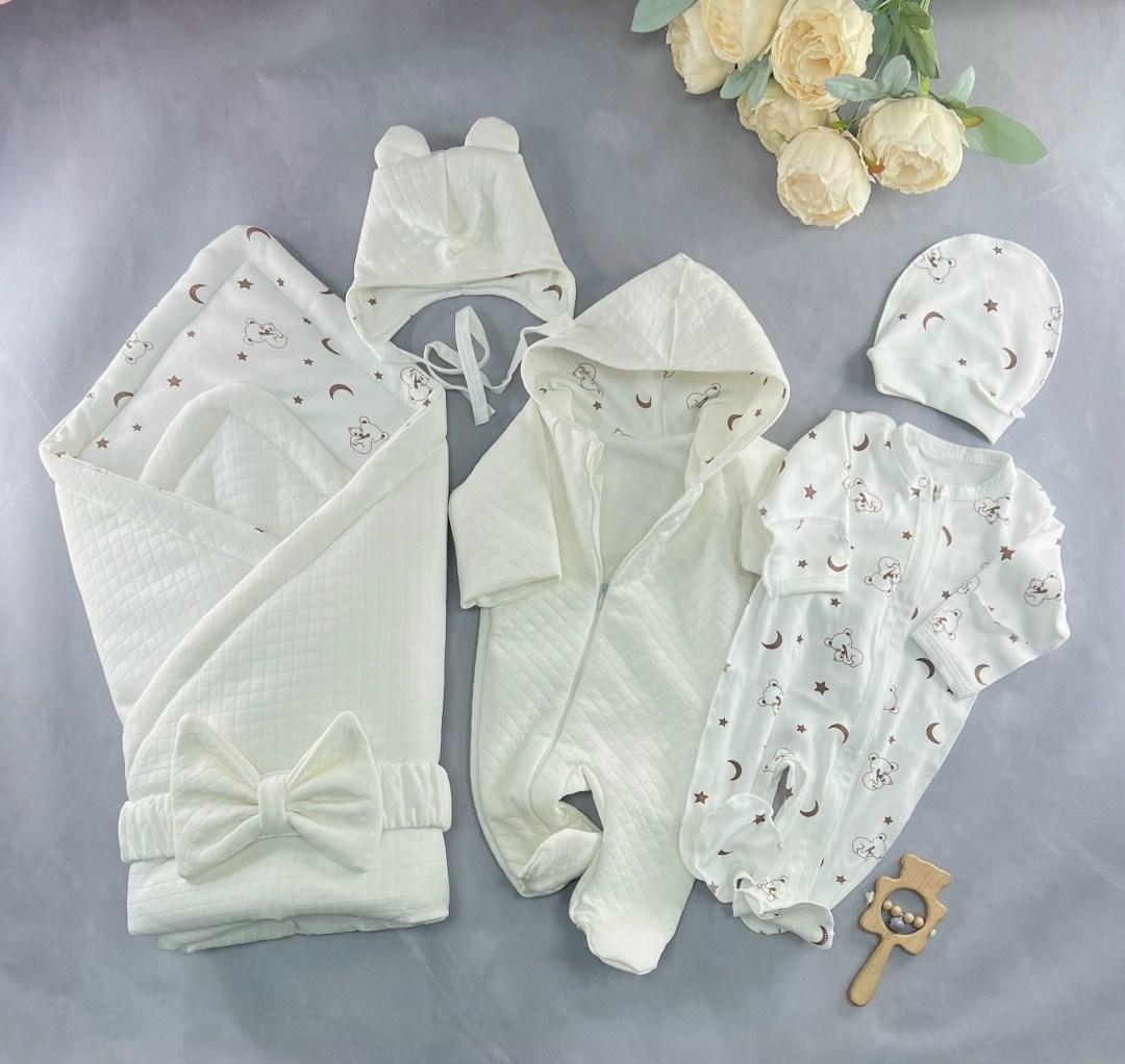 комплект на выписку для новорожденного,комплект на выписку муслиновый лето,комплект на выписку,комплект на выписку 5 предметов пломбир демисезонный белый,комплект на выписку для новорожденного лето