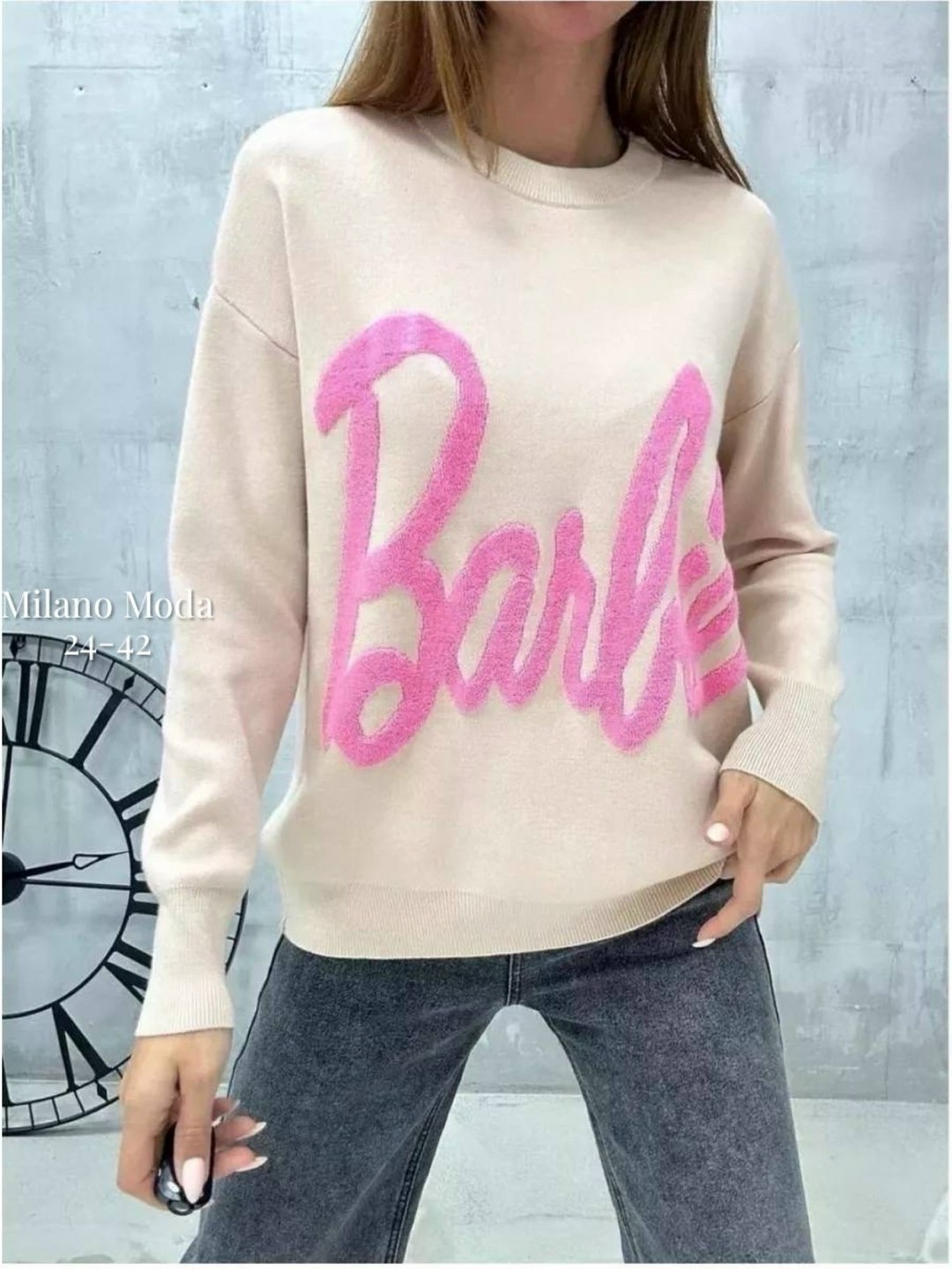 кофта с рисунком,свитер оверсайз с надписью barbie,свитер оверсайз барби,женский свитер оверсайз с надписью barbie,женский свитер
