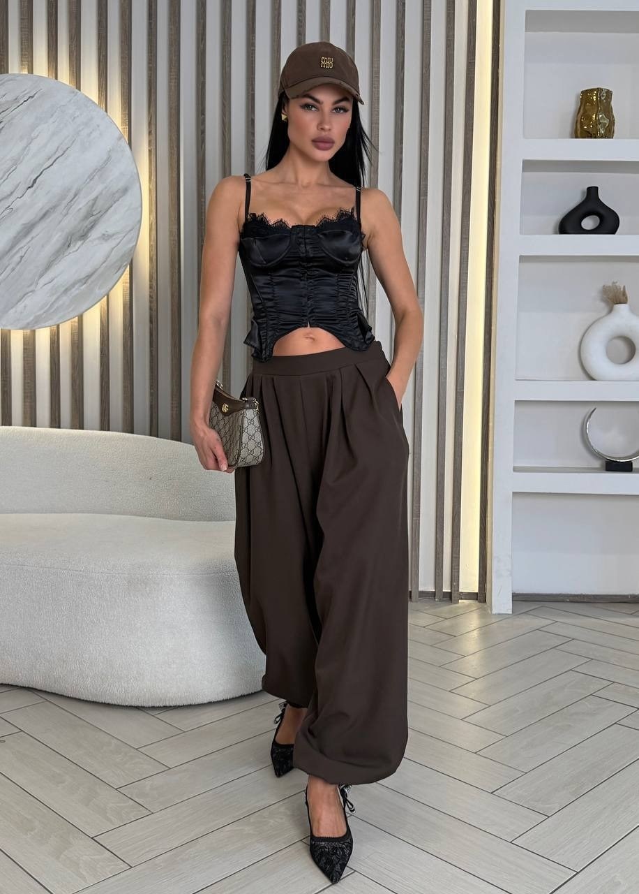 костюм женский,брюки широкие,топ корсет,одежда в стиле