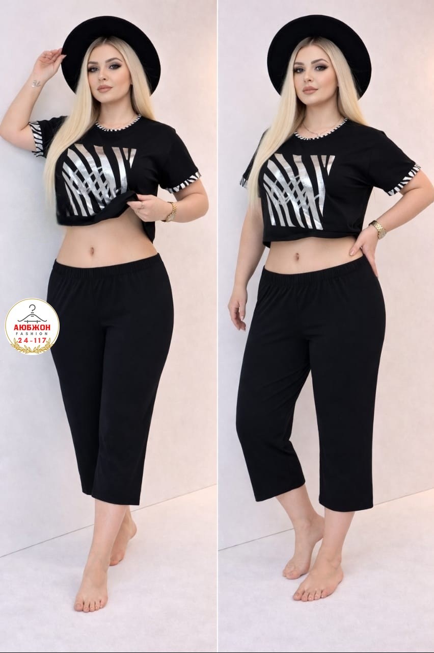 костюм женский с бриджами большие размеры,стильные костюмы,пижама женская,пижама с бриджами,пижама с бриджами трикотажная