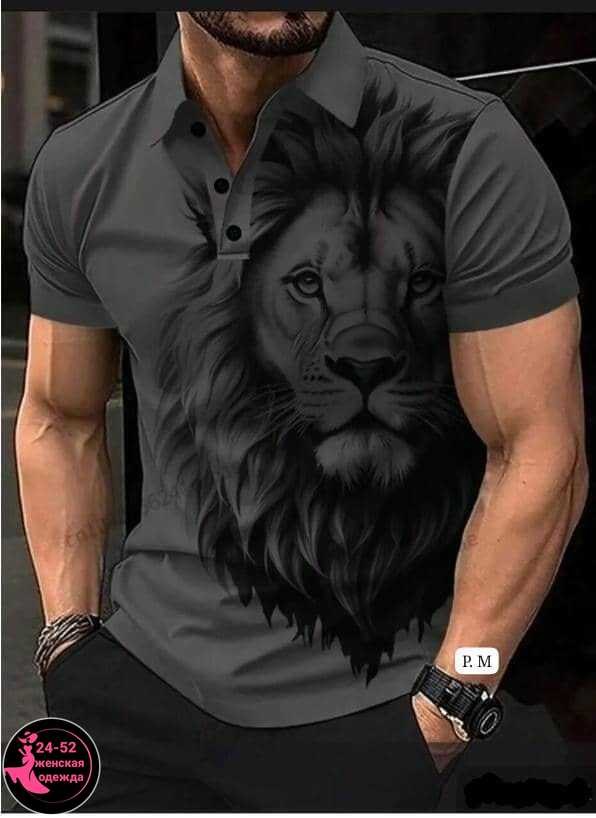 футболка для мужчин хб,футболка поло мужская,футболки мужские с принтом,футболки мужские,мужская рубашка поло с 3d принтом льва