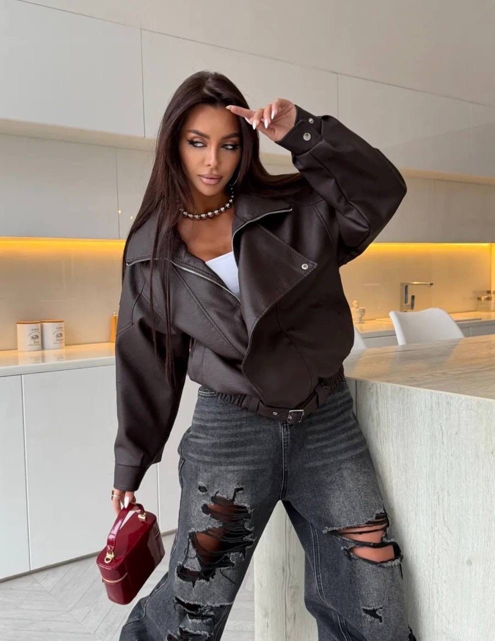 косуха куртка кожаная оверсайз chauzi,куртка косуха h&f b женская оверсайз арт: 28918766,женская кожаная куртка косуха оверсайз,куртка кожаная (косуха оверсайз),косуха оверсайз кожаная куртка демисезо