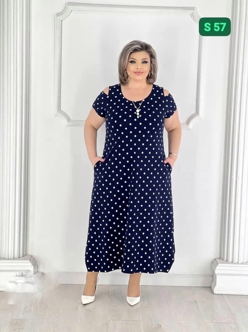 женское платье больших размеров,платье горох,платье женское,платье больших размеров повседневное,платье больших размеров свободное