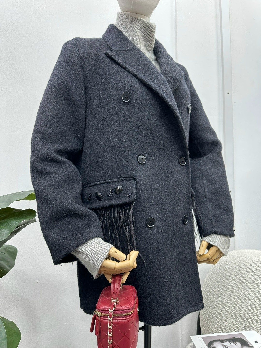 полупальто,шерстяное пальто,пальто-бушлат из шерсти love republic,пальто двубортное,черное пальто