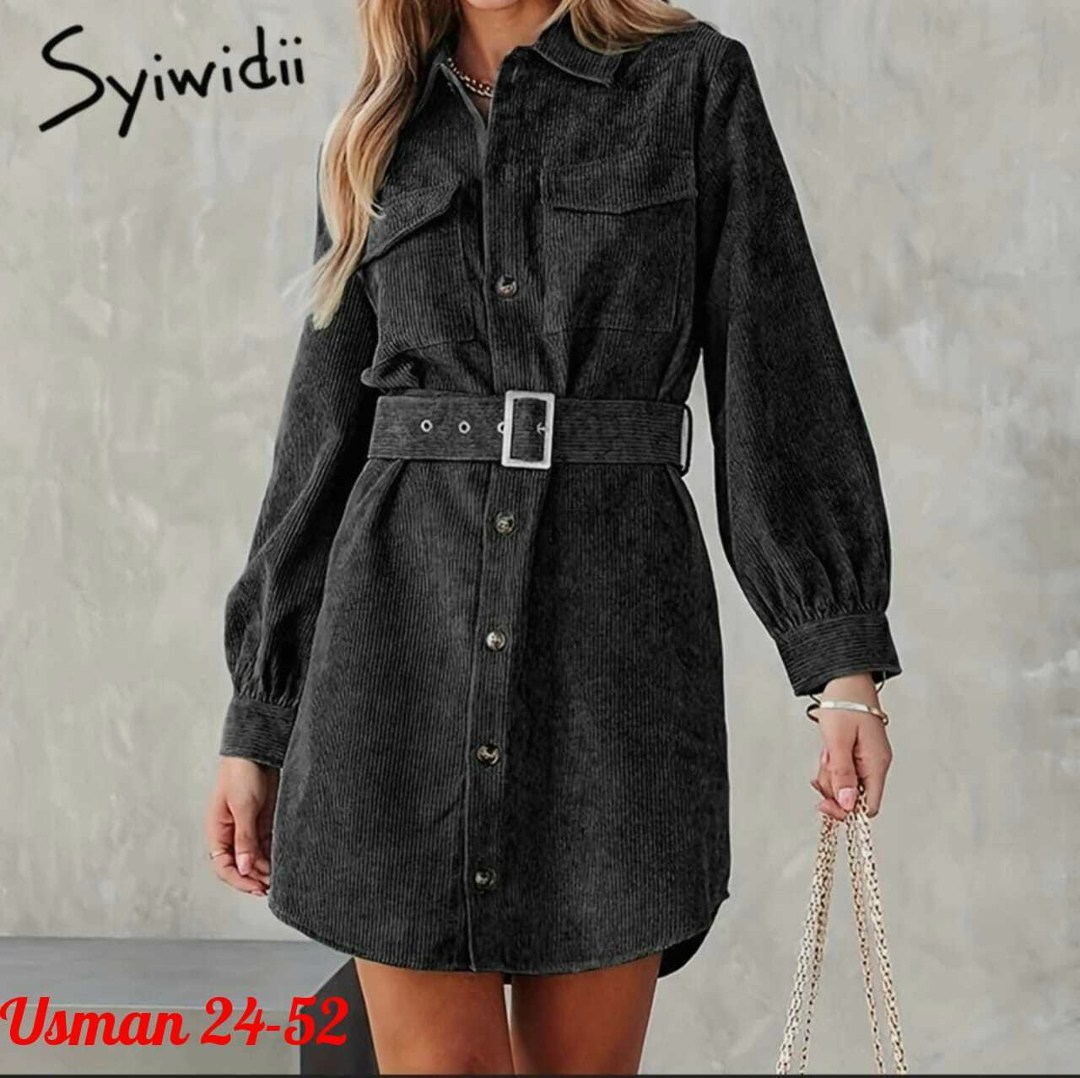 платье рубашка женское, ,платье рубашка с поясом,вельветовое платье рубашка декор,платье рубашка