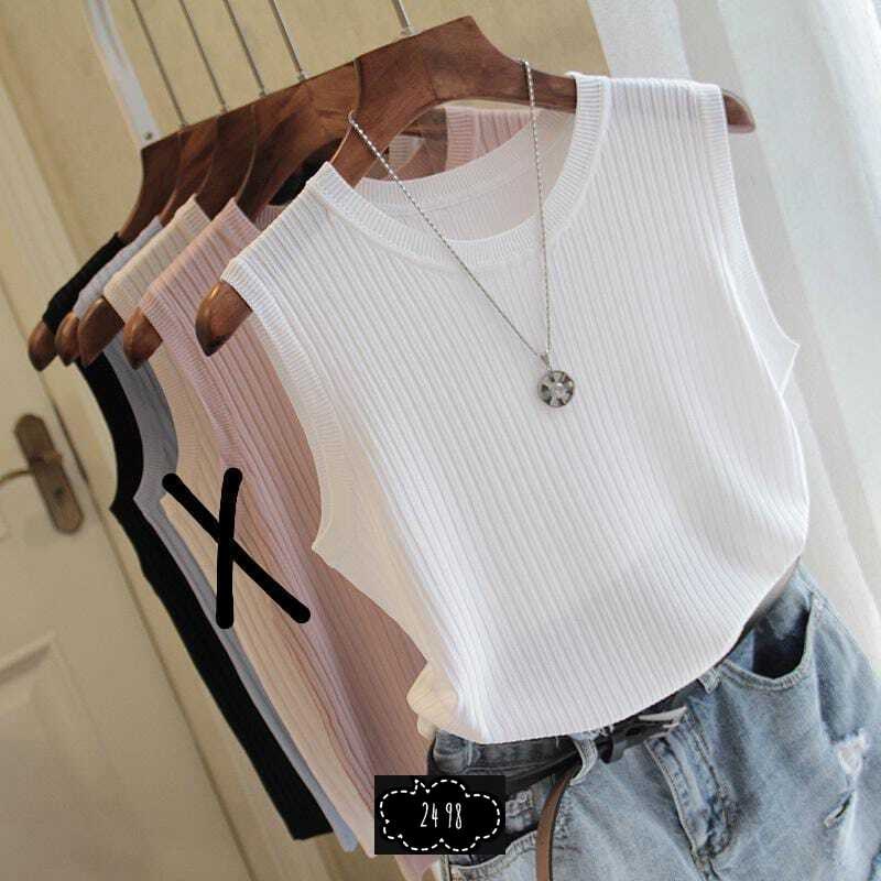 блузка женская без рукава,трикотажный жилет,модные топы без рукавов,женский вязаный жилет,блузка с круглым вырезом