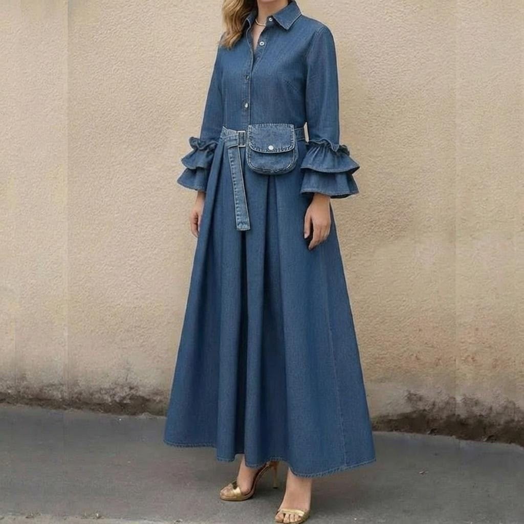 джинсовое платье,платье,,женские длинные платья