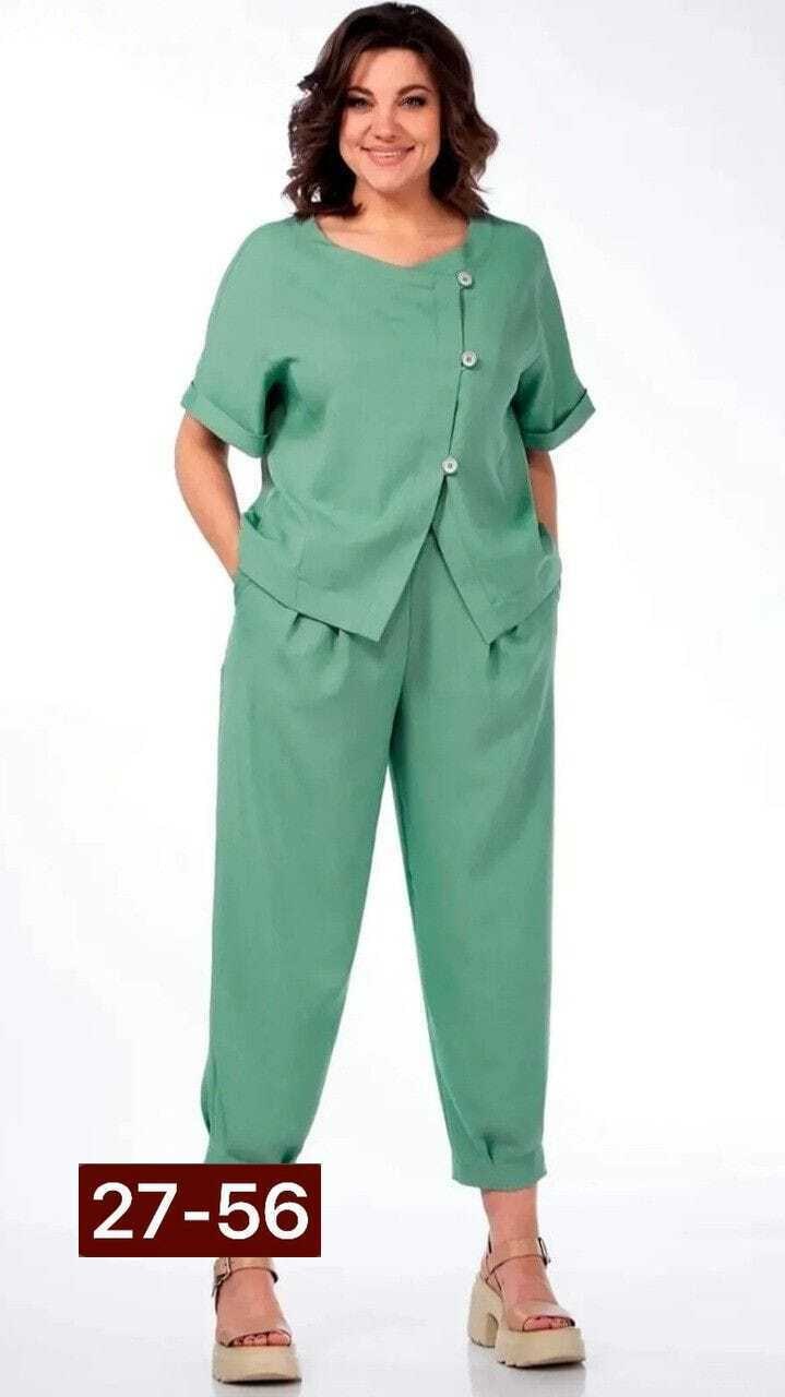 женские брючные костюмы больших размеров,женские костюмы,брючный костюм michel chic 1337 двойка зеленый размер 56,брючный костюм для невысоких женщин,костюм больших размеров брючный