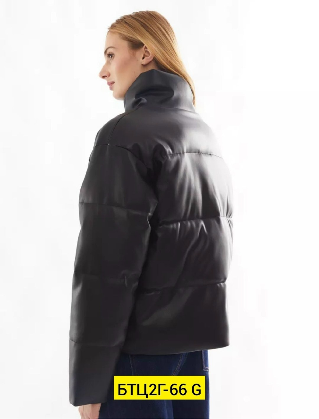 куртка из экокожи женская дутая,тёплая стёганая дутая куртка из экокожи с высоким воротником,куртка женская zolla 02412516f0349900 черная xl,тёплая стёганая дутая куртка из экокожи с высоким воротнико