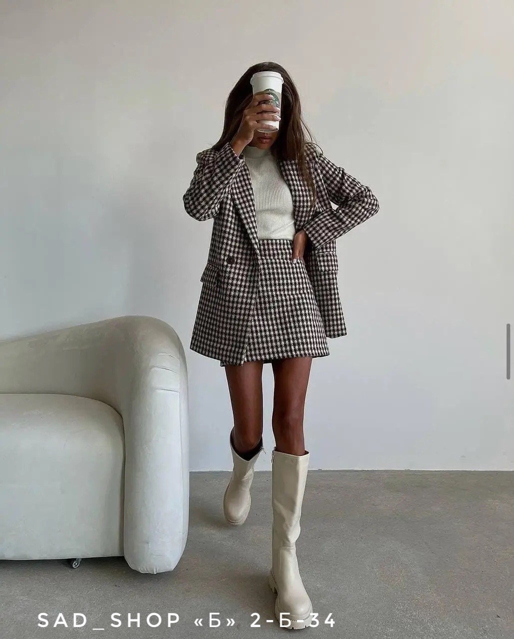 твидовый костюм,костюм(пиджак и юбка),твидовый костюм с мини юбкой,костюм пиджак и юбка шерсть гусиная лапка,твидовый костюм с юбкой