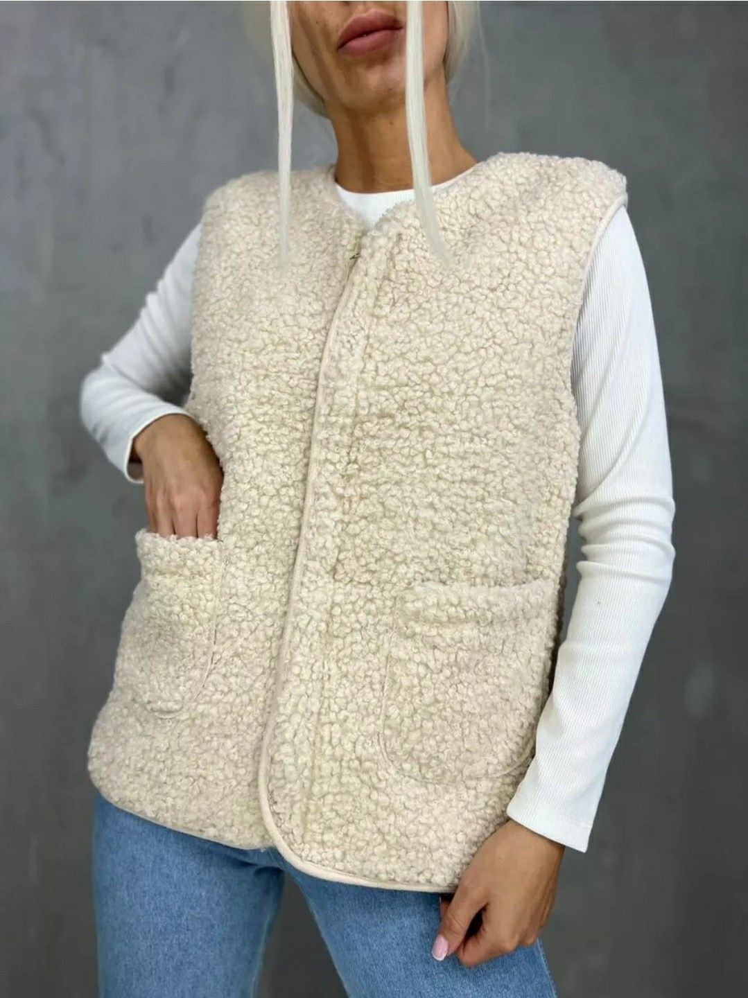 жилет утепленный безрукавка с карманами,жилетка женская,плюшевый жилет женский,женский двухсторонний жилет из овечьей шерсти,утепленная жилетка