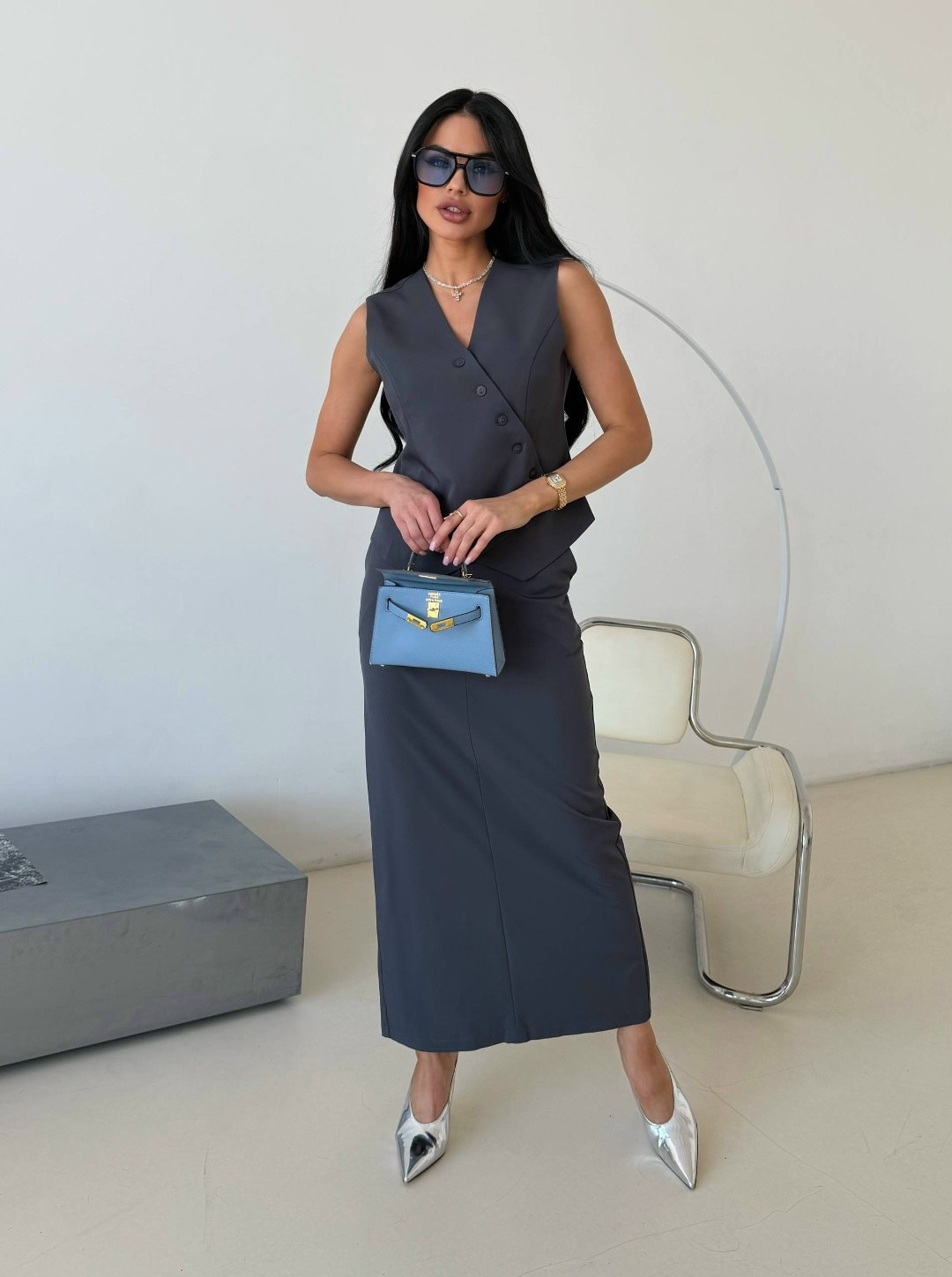 юбка с жилетом,костюм с юбкой,костюм жилетка с юбкой миди brand dongak 433389638,костюм жилетка с юбкой макси tizara collection цвет графит серый,костюм жилетка с юбкой макси tizara collection