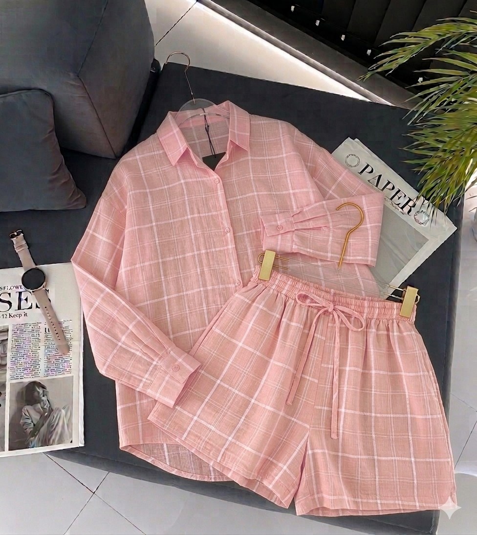 костюм с юбкой и рубашкой,пижама в клетку,клетчатая пижама,костюм женский,пижама женская