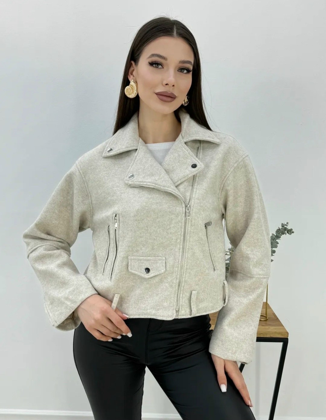 куртка из пальтовой ткани серая,куртка косуха женская,пальто косуха,куртка из пальтовой ткани,косуха шерстяная куртка из пальтовой ткани оверсайз look design