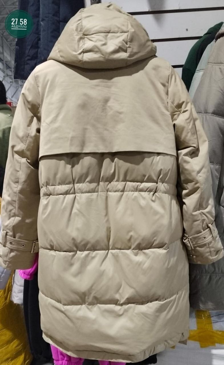 пуховик зимний женский,женская зимняя куртка,пальто утепленное с капюшоном зимнее женское бежевого цвета,куртка зимняя удлиненная,зимняя куртка