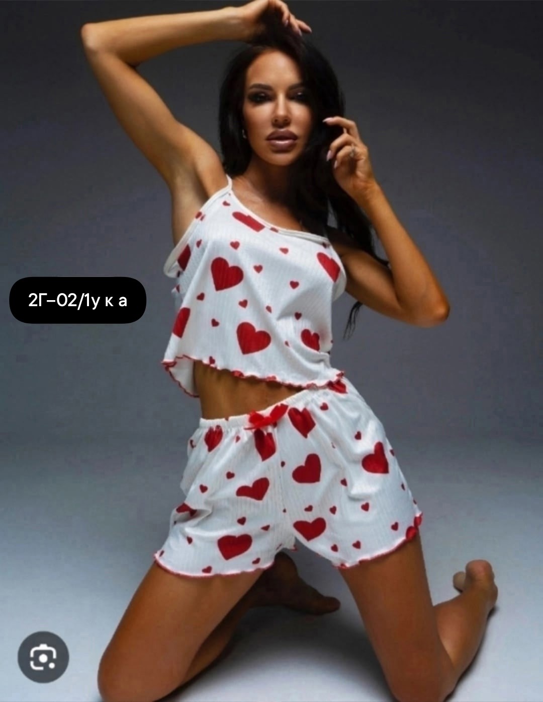 пижама женская с шортами и топом белый в сердечко,ночная пижама женская с топом и шортами c воланами в сердечко,пижама женская с шортами,пижама женская,пижама для женщин